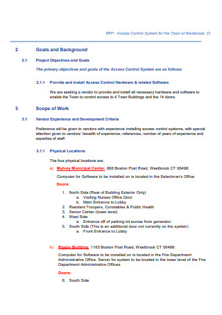 Access Control Scope of Work in PDF