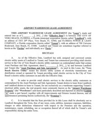 Airport Warehouse Lease Agreement