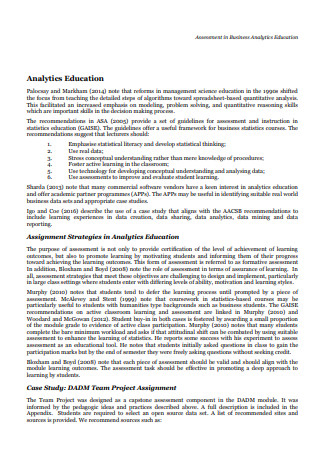Analytic Education Assessment in Business