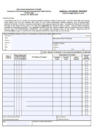 Annual Accident Report Form