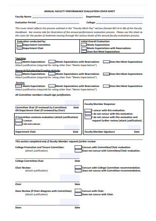 Annual Faculty Performance Evaluation Cover Sheet