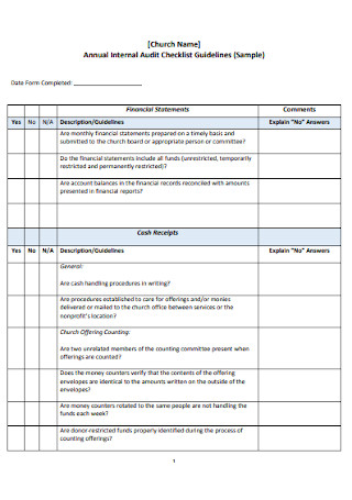 Annual Internal Audit Checklist