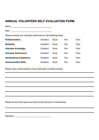 Annual Volunteer Self Evaluation Form