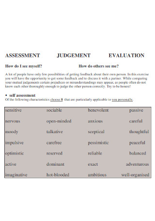 Assessment Judgement Evaluation