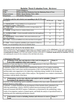 Bachelor Thesis Evaluation Form