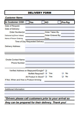 Basic Delivery Form