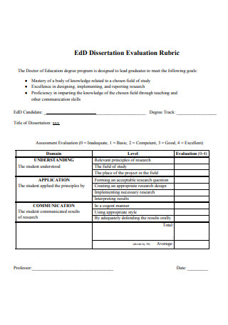 Basic Dissertation Evaluation