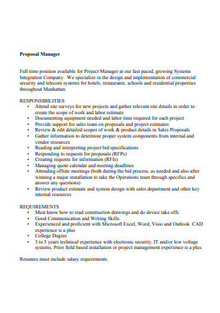 Basic Project Manager Proposal