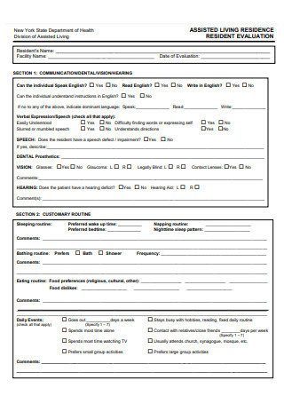 Basic Resident Evaluation