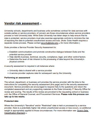 Basic Vendor Risk Assessment
