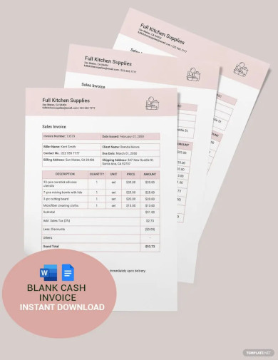 Blank Cash or Payment Invoice