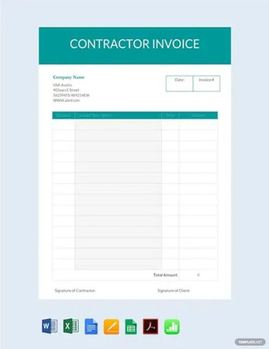 Blank Contractor Invoice