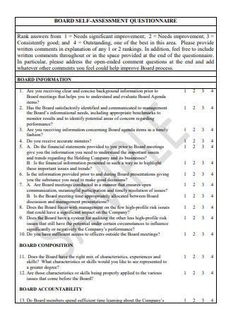 Board Self Assessment Questionnaire