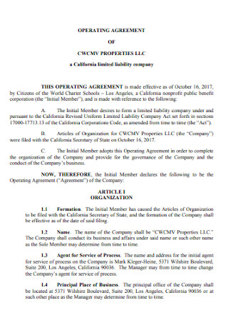 Business Property Operating Agreement