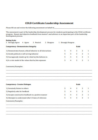 Certificate Leadership Assessment