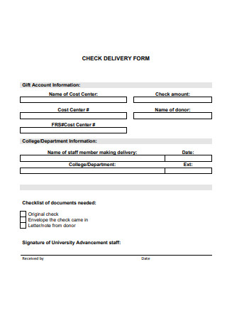 Check Delivery Form