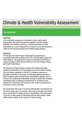 Climate and Health Vulnerability Assessment