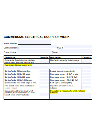 Commercial Electrical Scope of Work