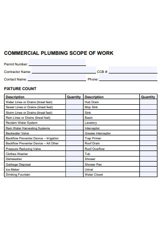 Commercial Plumbing Scope of Work