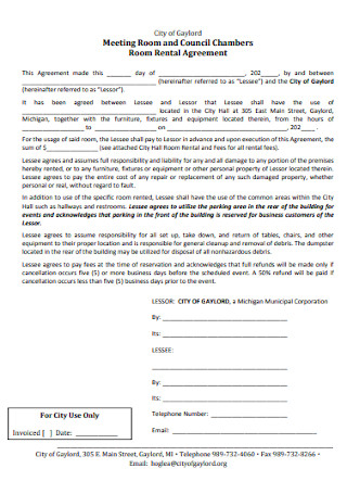 Council Chambers Room Rental Agreement