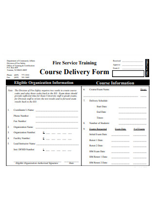 Course Delivery Form
