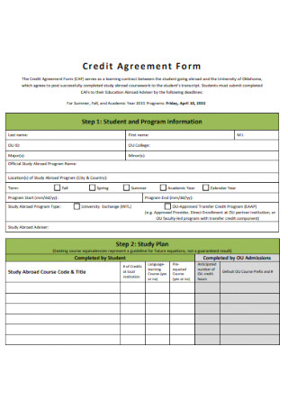 Credit Agreement Form
