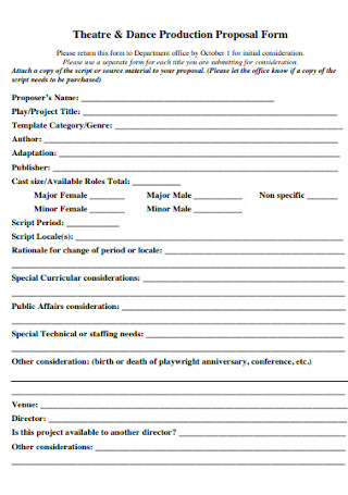 Dance Production Proposal Form