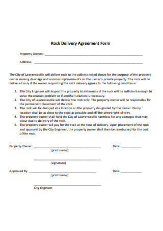 Delivery Agreement Form