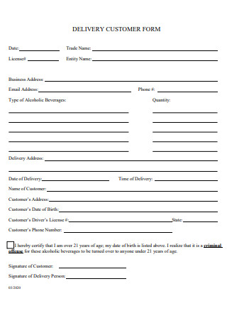 Delivery Customer Form
