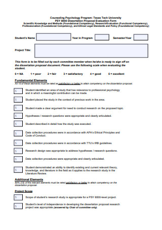 Dissertation Proposal Evaluation Form