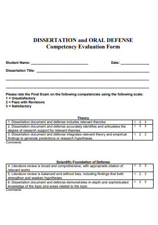 Dissertation and Oral Evaluation Form
