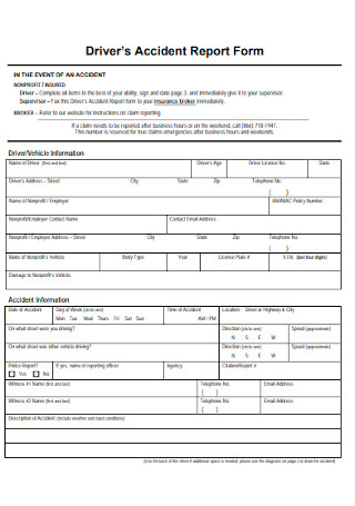 Drivers Accident Report Form 