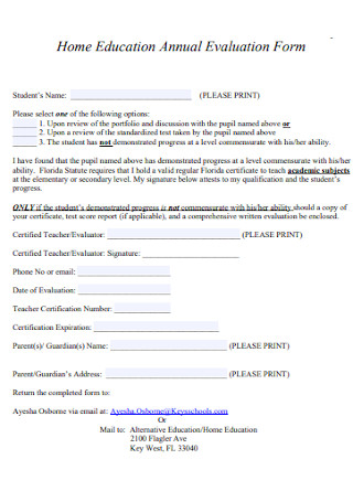 Education Annual Evaluation Form