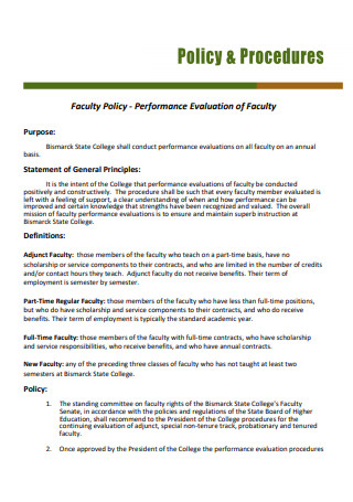 Faculty Performance Evaluation Policy and Procedure