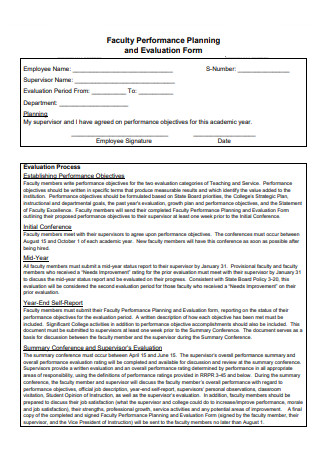 Faculty Performance Planning and Evaluation Form
