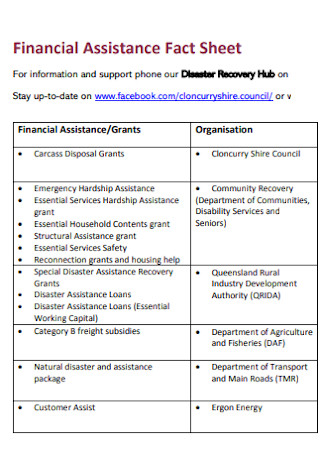 Financial Assistance Fact Sheet