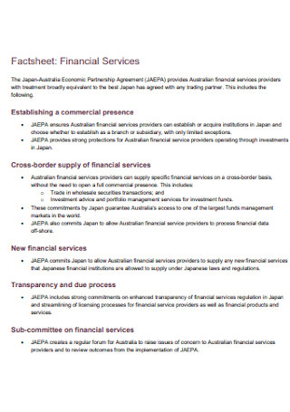 Financial Services Fact Sheet