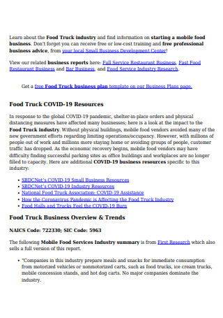 Food Truck Business Plan in PDF