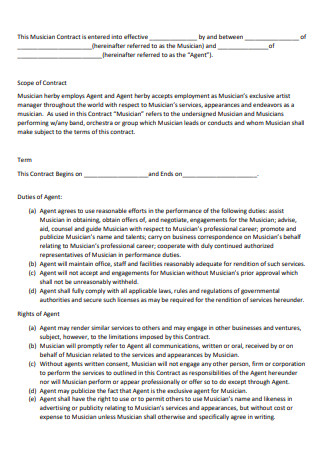 Formal Musician Contract