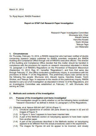 Formal Research Investigation Report