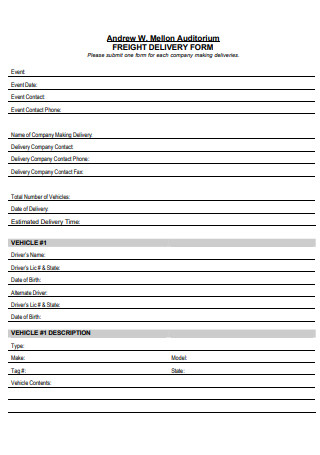Freight Delivery Form