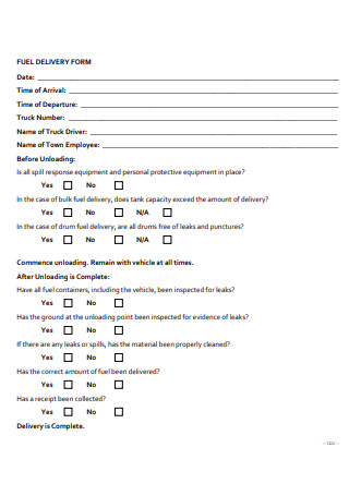 Fuel Delivery Form