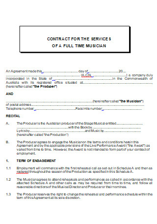 Full Time Musician Contract