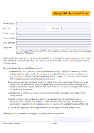 Group Visit Agreement Form
