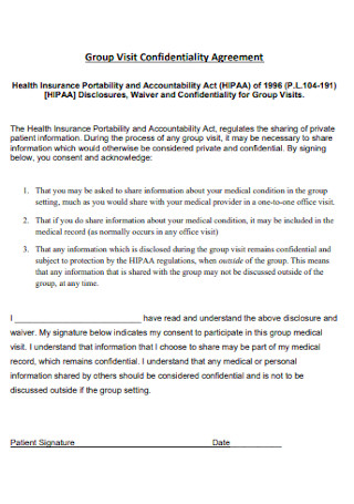 Group Visit Confidentiality Agreement