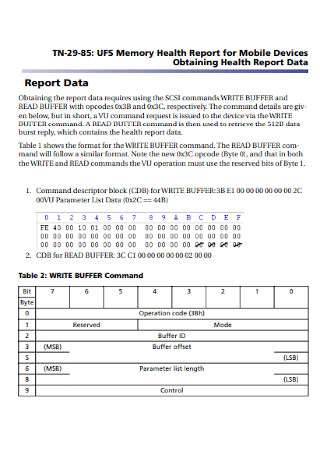 Health Report for Mobile Devices