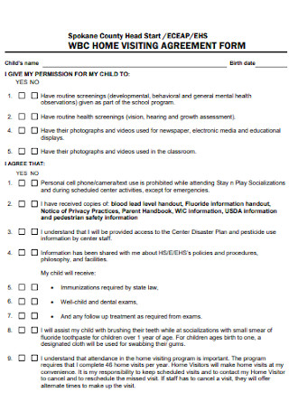 Home Visiting Agreement Form