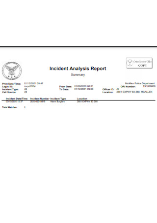 Incident Analysis Report Sample