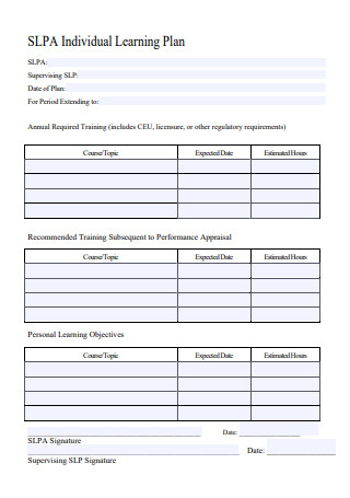 Individual Learning Plan Format