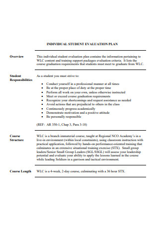 Individual Student Evaluation Plan